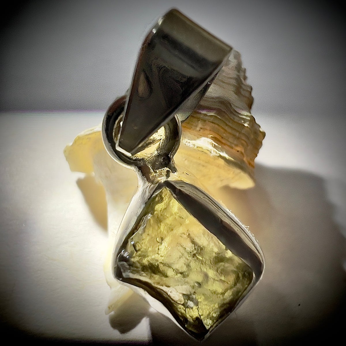 Sterling Silver Moldavite Pendant | 1.31g | Chlum