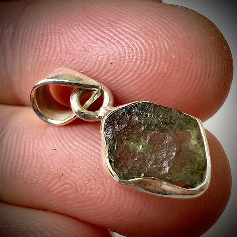 Sterling Silver Moldavite Pendant | 1.51g | Chlum