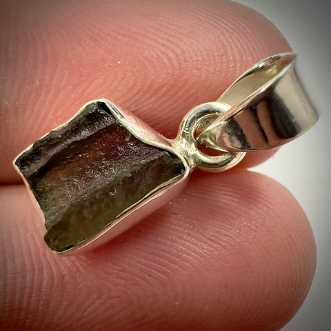 Sterling Silver Moldavite Pendant | 1.68g | Chlum