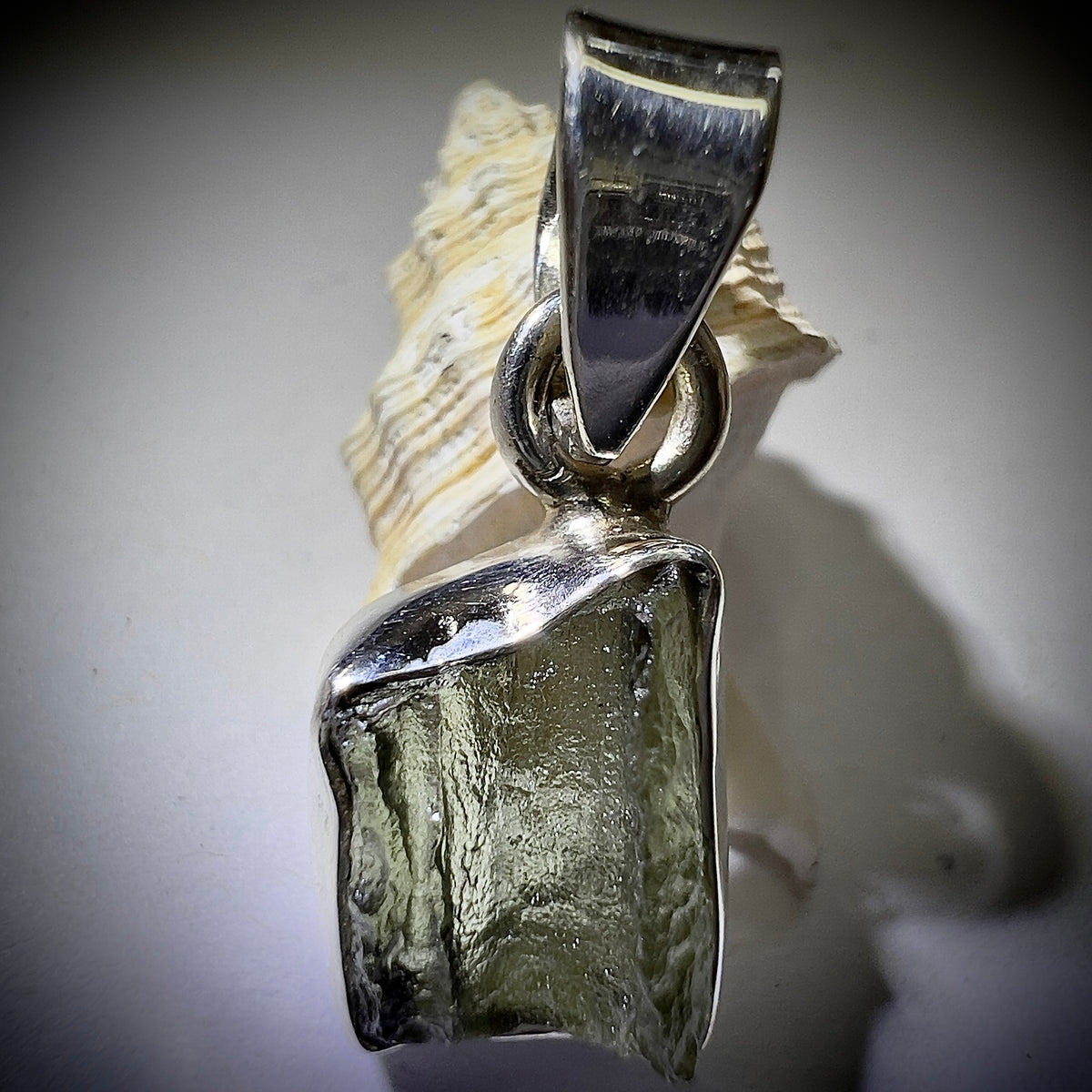 Sterling Silver Moldavite Pendant | 1.68g | Chlum