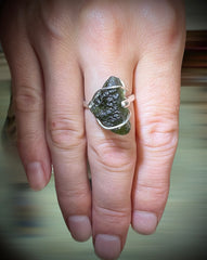 Moldavite ring, size M (6us).