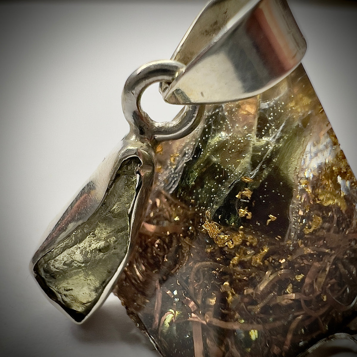 Sterling Silver Moldavite Pendant | 1.37g | Chlum