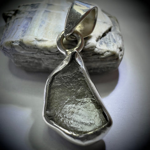Sterling Silver Moldavite Pendant | 1.55g | Chlum