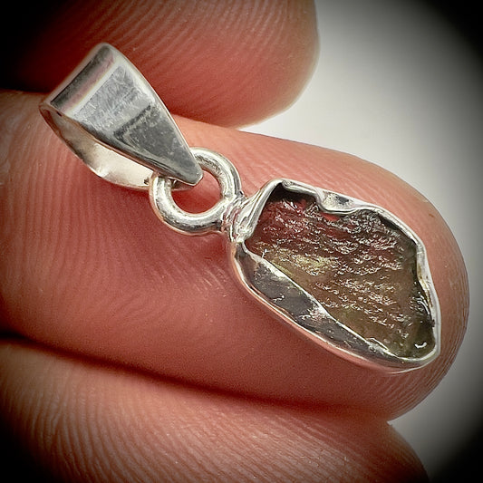 Sterling Silver Moldavite Pendant | 1.32g | Chlum