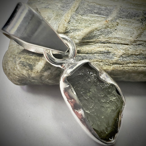 Sterling Silver Moldavite Pendant | 1.32g | Chlum