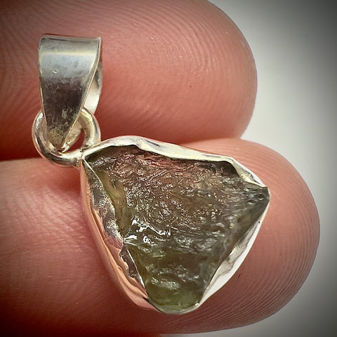 Sterling Silver Moldavite Pendant | 1.52g | Chlum