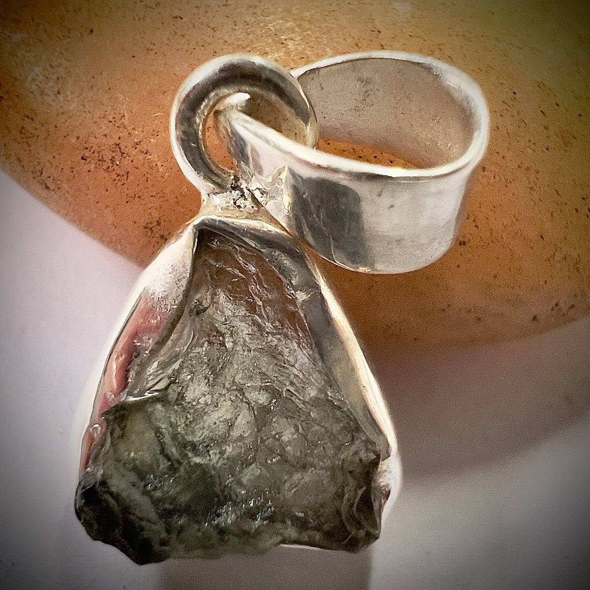 Sterling Silver Moldavite Pendant | 1.52g | Chlum