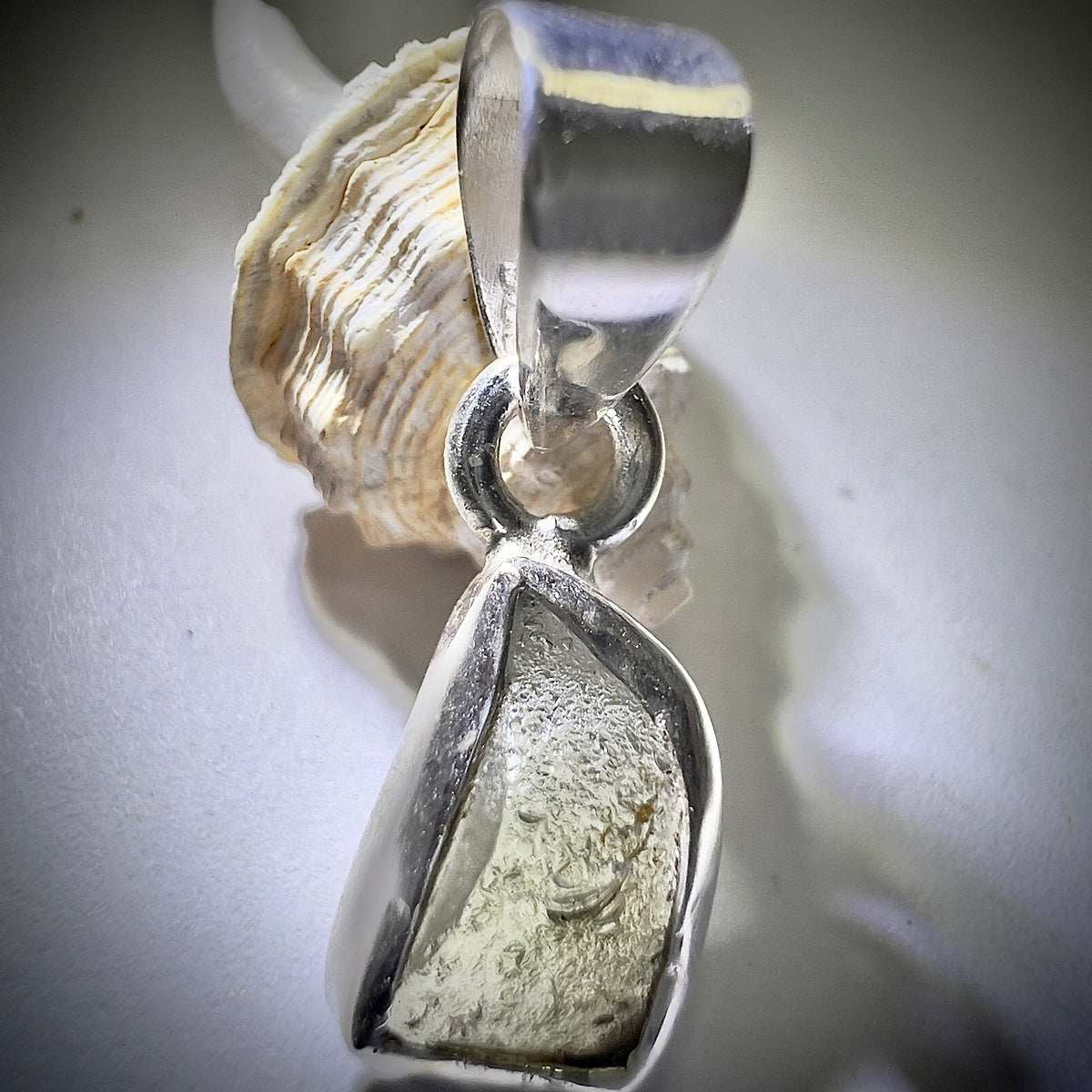 Sterling Silver Moldavite Pendant | 1.19g | Chlum