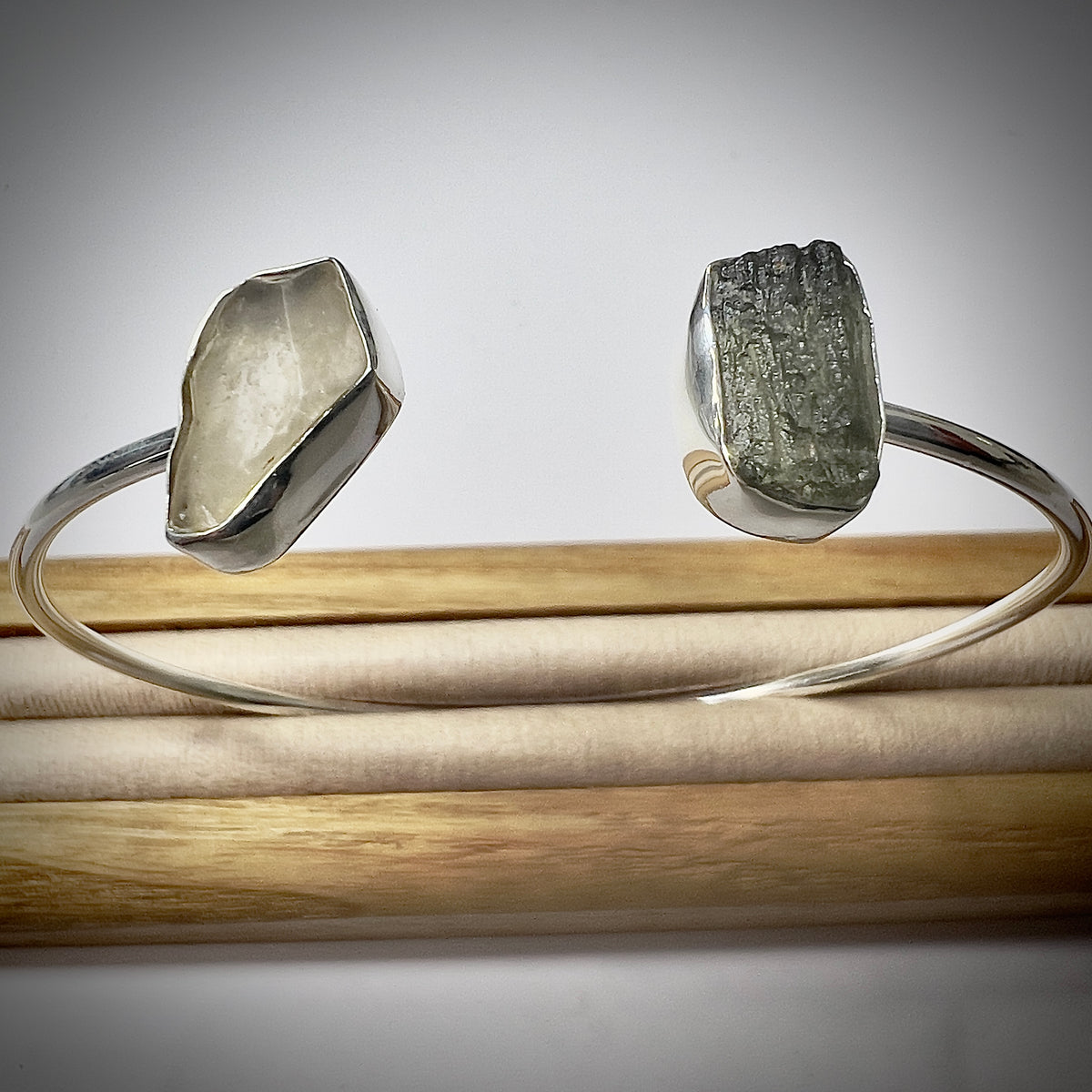 Sterling Silver Moldavite & LDG Bracelet | 1.02g | Chlum