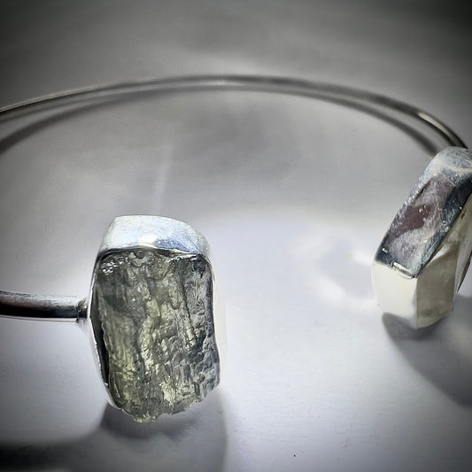Sterling Silver Moldavite & LDG Bracelet | 1.02g | Chlum