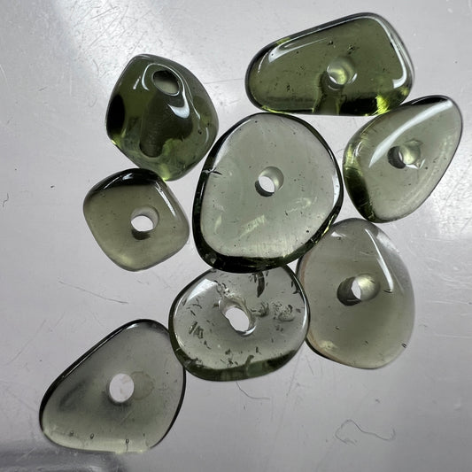 Moldavite Beads x 8 - 7carats total.