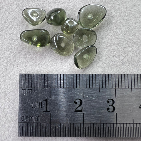 Moldavite Beads x 8 - 7carats total.