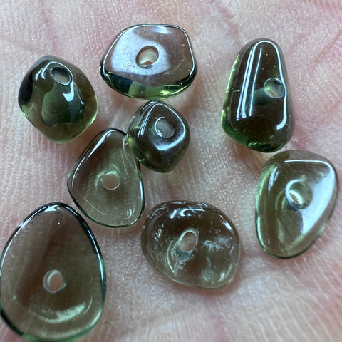 Moldavite Beads x 8 - 7carats total.