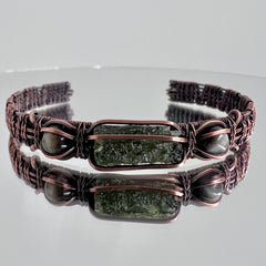 1.1g Moldavite & Blue Tigers Eye Copper Bracelet