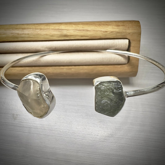 Sterling Silver Moldavite & LDG Bracelet | 0.95g | Chlum