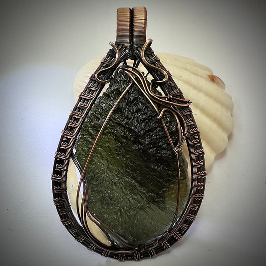 Moldavite & LDG Copper Pendant | 21.17g | Marouskovo Pole