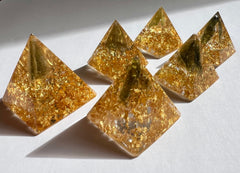 Moldavite & 24ct Gold orgone generator pyramid.