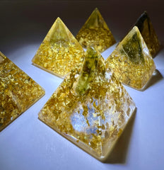 Moldavite & 24ct Gold orgone generator pyramid.