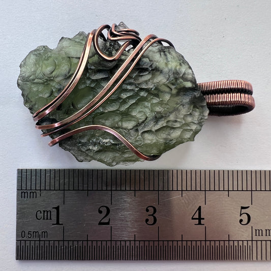 Moldavite & Herkimer Copper Pendant 5.19g