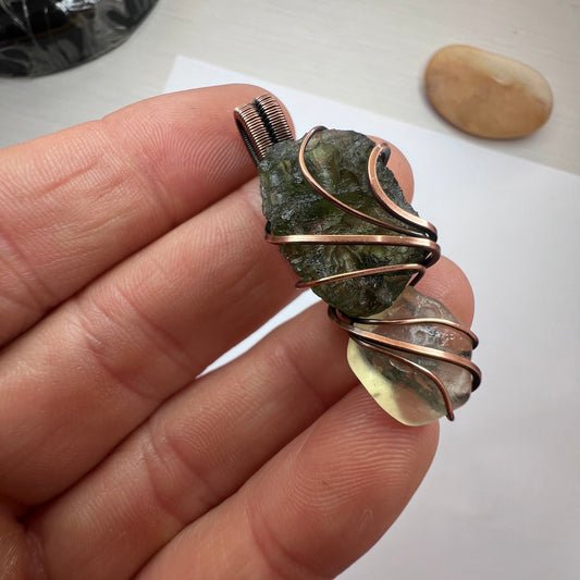 Moldavite & LDG Copper Pendant  2.83g.