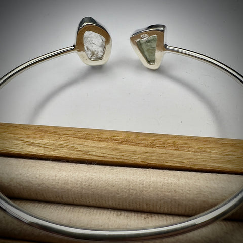Sterling Silver Moldavite & Herkimer Bracelet | 1.3g | Chlum