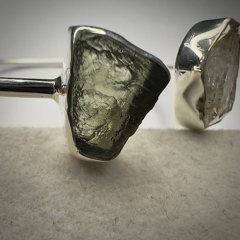 Sterling Silver Moldavite & Herkimer Bracelet | 1.3g | Chlum