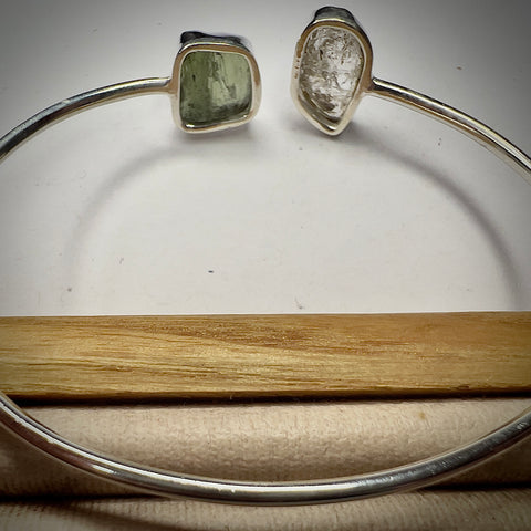 Sterling Silver Moldavite & Herkimer Bracelet | 1.52g | Chlum