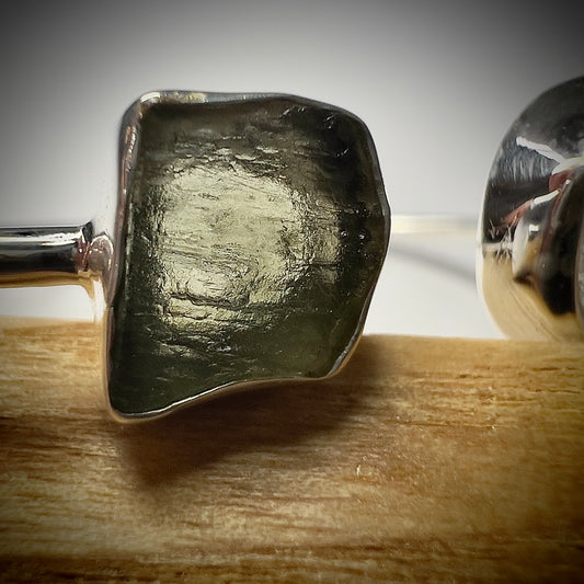 Sterling Silver Moldavite & Herkimer Bracelet | 1.02g | Chlum