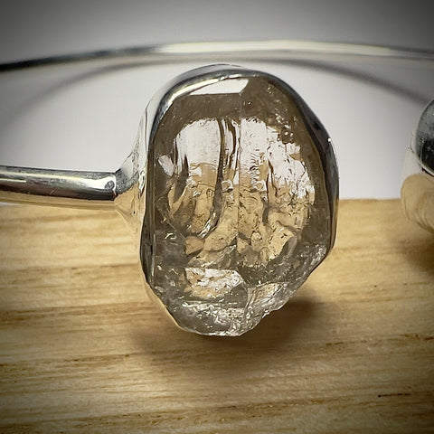 Sterling Silver Moldavite & Herkimer Bracelet | 1.02g | Chlum