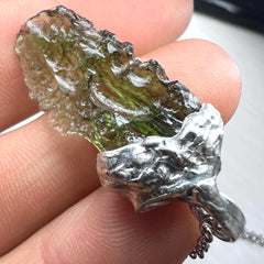 2g Soft Soldered Pewter Moldavite Pendant- Nesmen Silazka
