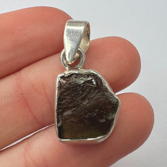 2.78g Bezel Set Moldavite/Silver Pendant