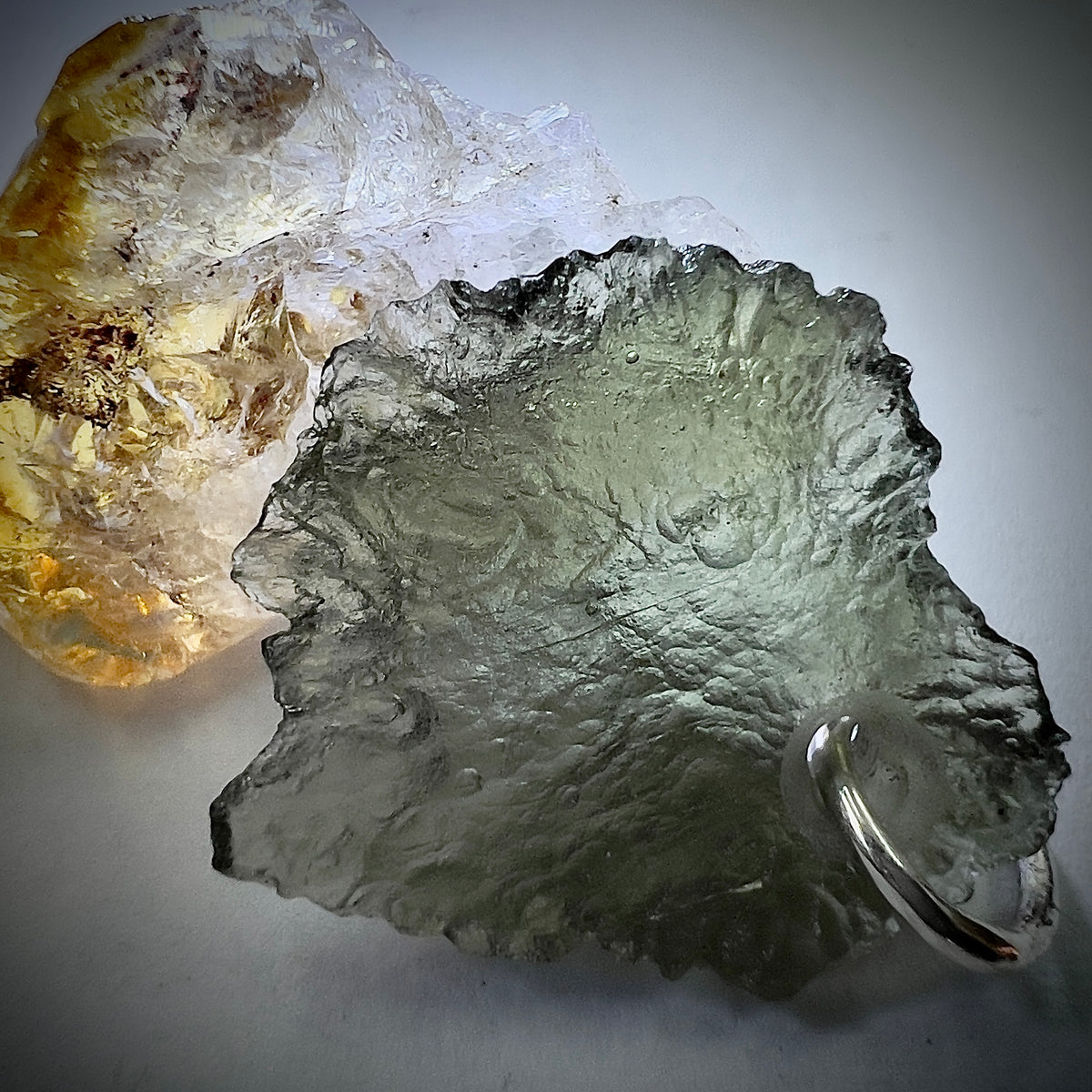 Silver Moldavite Pendant | 1.64g | Chlum