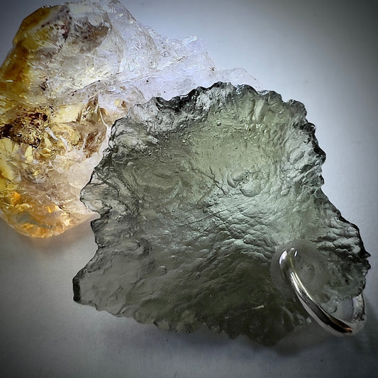 Silver Moldavite Pendant | 1.64g | Chlum