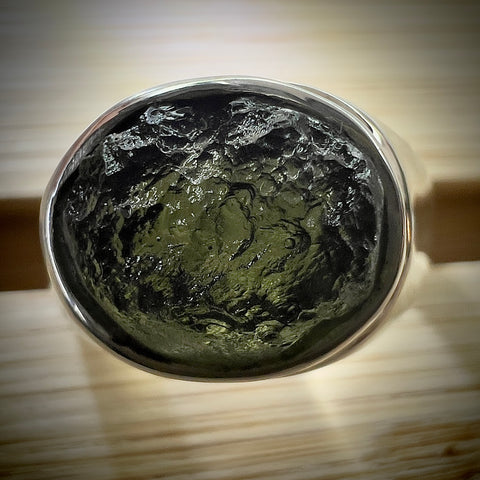 Sterling Silver Signet Ring Moldavite | 0.95g | Marouskovo Pole