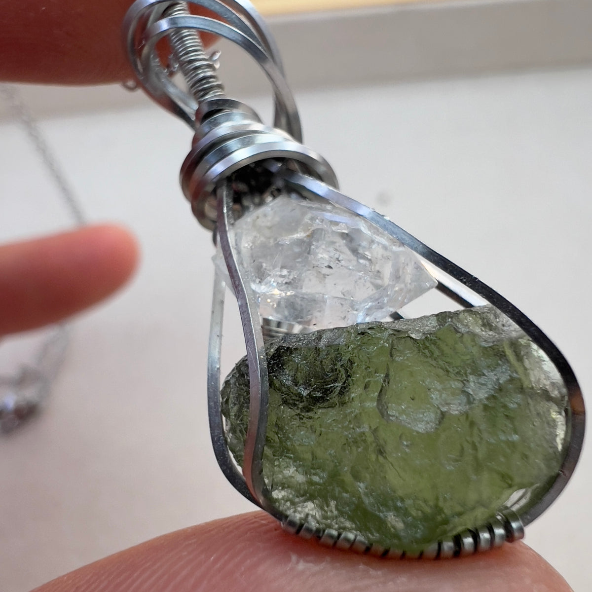 1.3g Wire Wrapped necklace with Herkimer