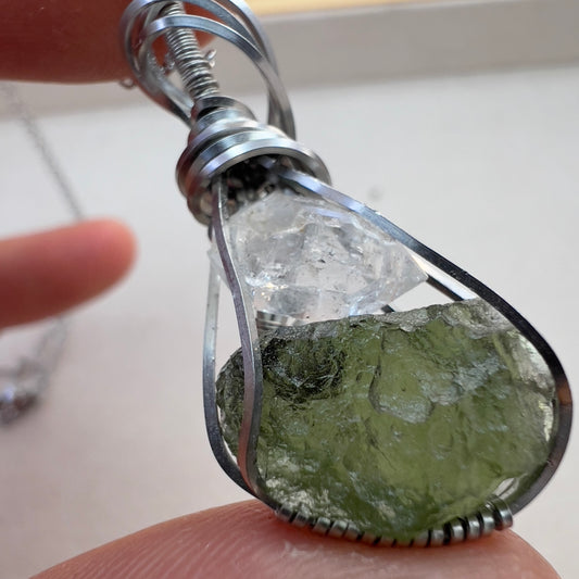 1.3g Wire Wrapped necklace with Herkimer