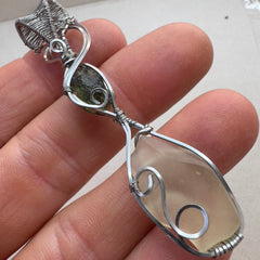 Wire Wrapped Moldavite necklace with LDG