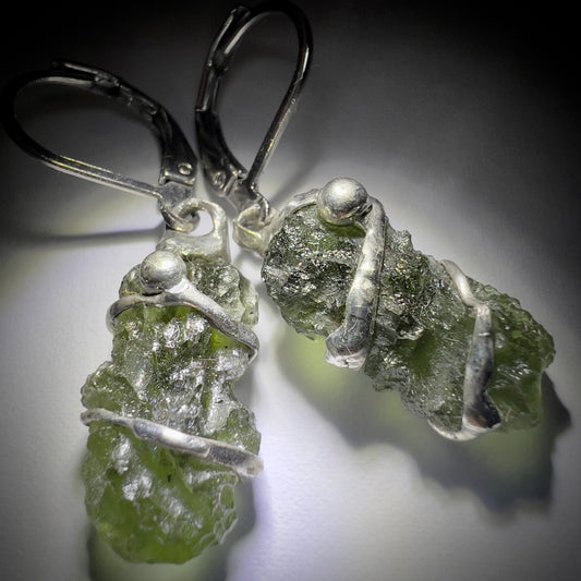 Moldavite Earrings - Maly Chlum