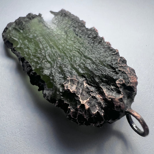 Copper Electroformed Moldavite Pendant | 4.7g | Maly Chlum