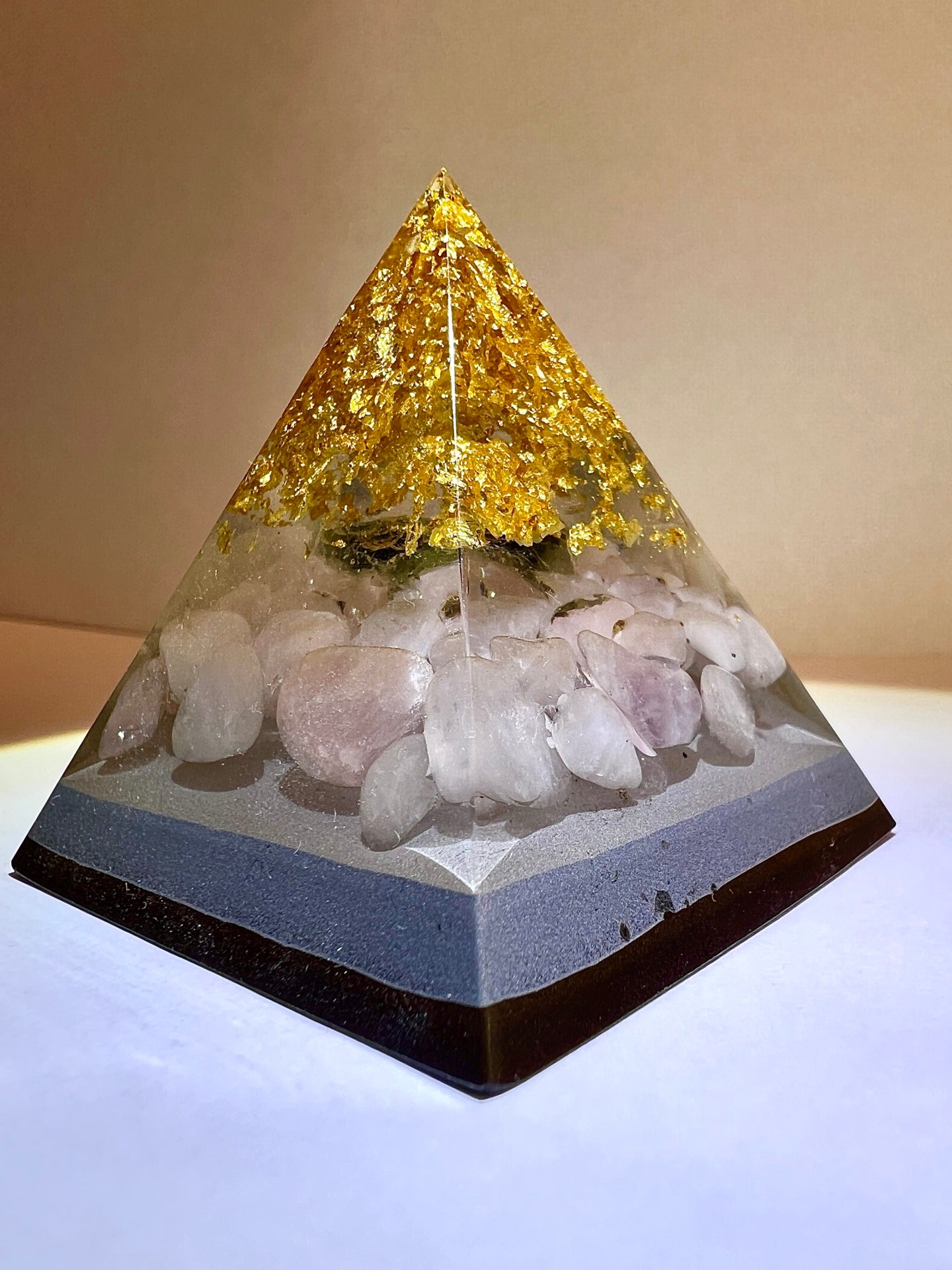 Moldavite & Rose Quartz Orgone Generator