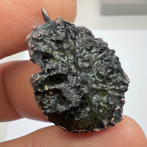 Copper Electroformed Moldavite Pendant | 5.75g | Marouskovo Pole