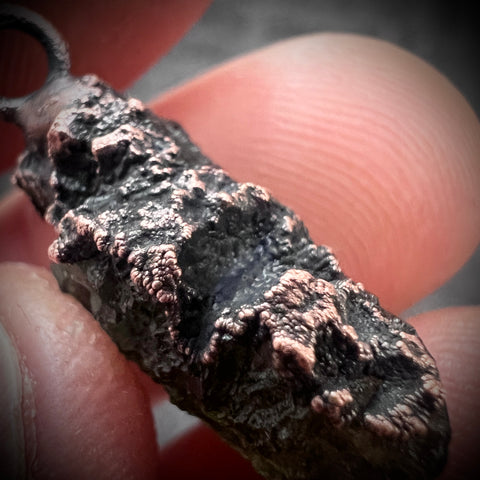 Copper Electroformed Moldavite Pendant | 3.06g | Chlum