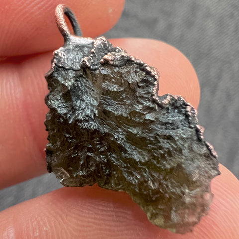 Copper Electroformed Moldavite Pendant | 3.06g | Chlum
