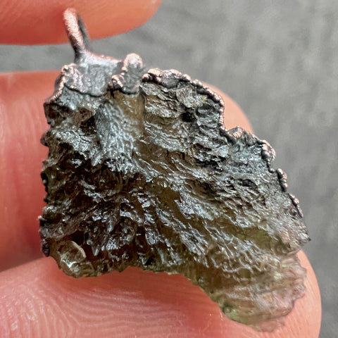 Copper Electroformed Moldavite Pendant | 3.06g | Chlum