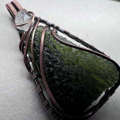 Moldavite & Herkimer Diamond Pendant 9.2g