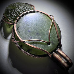 Moldavite & NZ Greenstone Pendant.
