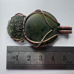 Moldavite & NZ Greenstone Pendant.
