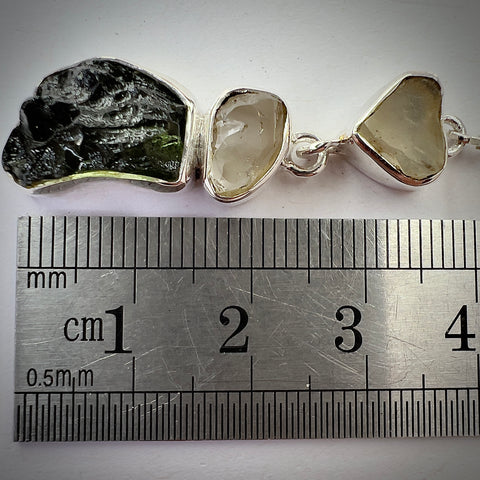 Moldavite, Herkimer & LDG Sterling Silver Earrings | 3.77g | Chlum