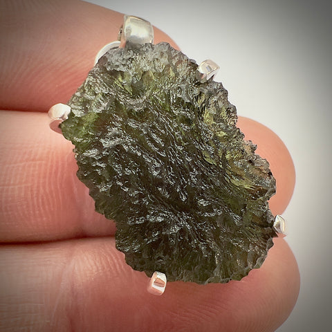Sterling Silver Moldavite Pendant | 5.42g | Chlum