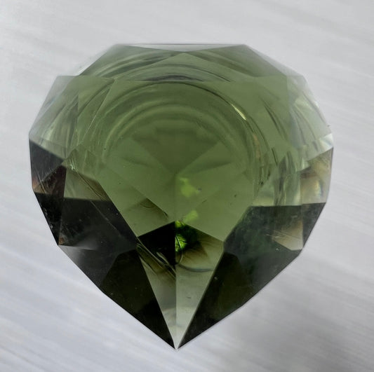 Faceted Moldavite Heart Necklace – Rhodium-Plated Sterling Silver